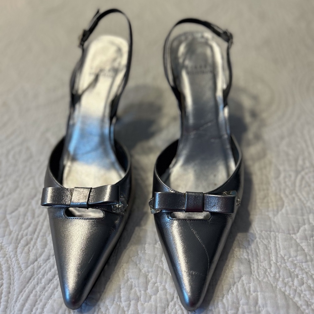 Stuart Weitzman Silver Elegant Slingback Heels